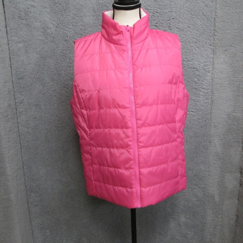Puffer Vest Coat Jacket Women XL Pink White Reversible gorpcore gorp utility